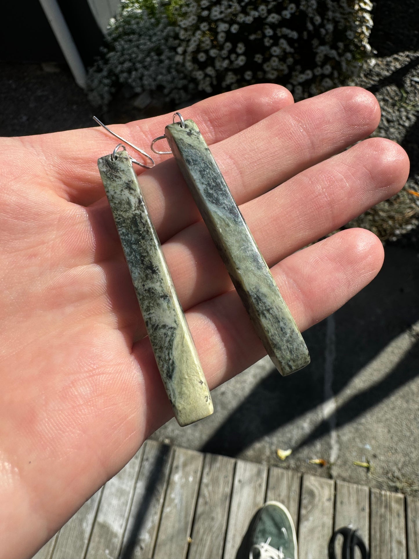 New Zealand Pounamu - Long Earrings